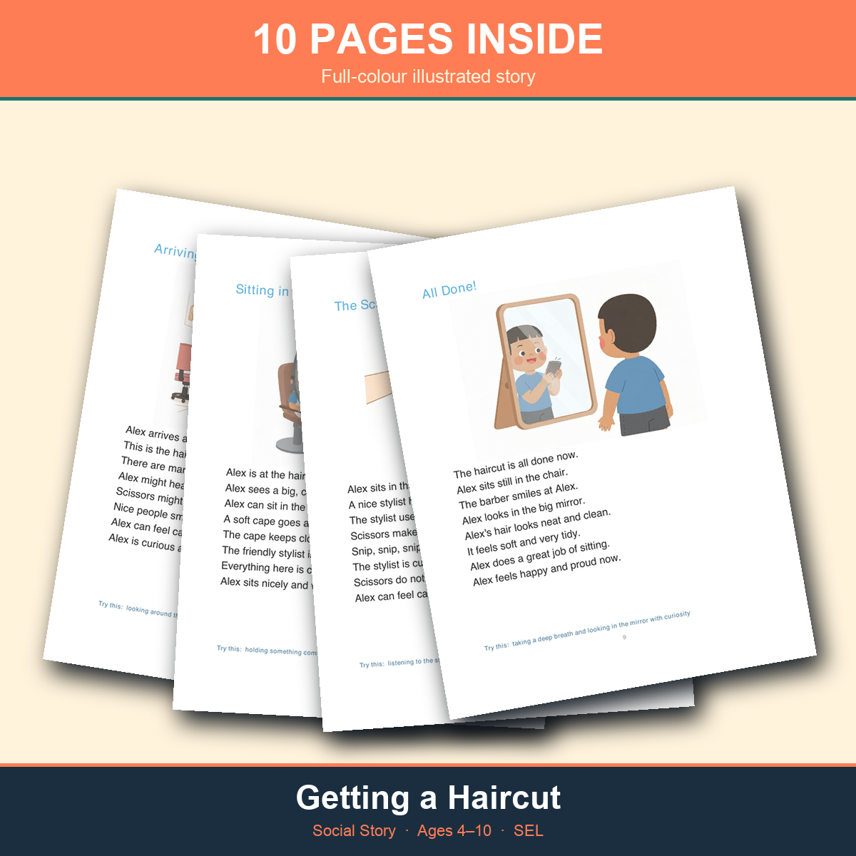 Getting a haircut social story inside pages preview